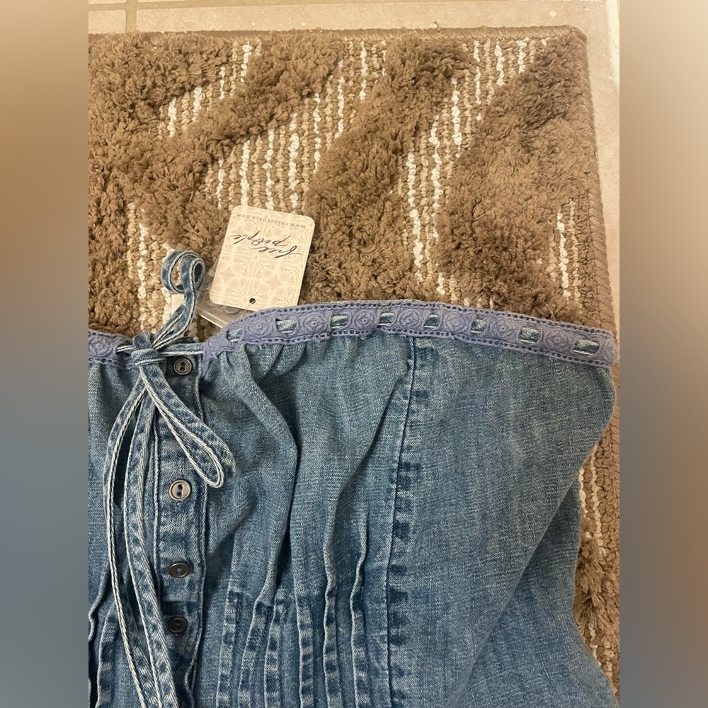 NWT Free People|| Denim Wink Wink Tube Top in Medium Wash, Size large Western - Picture 4 of 7